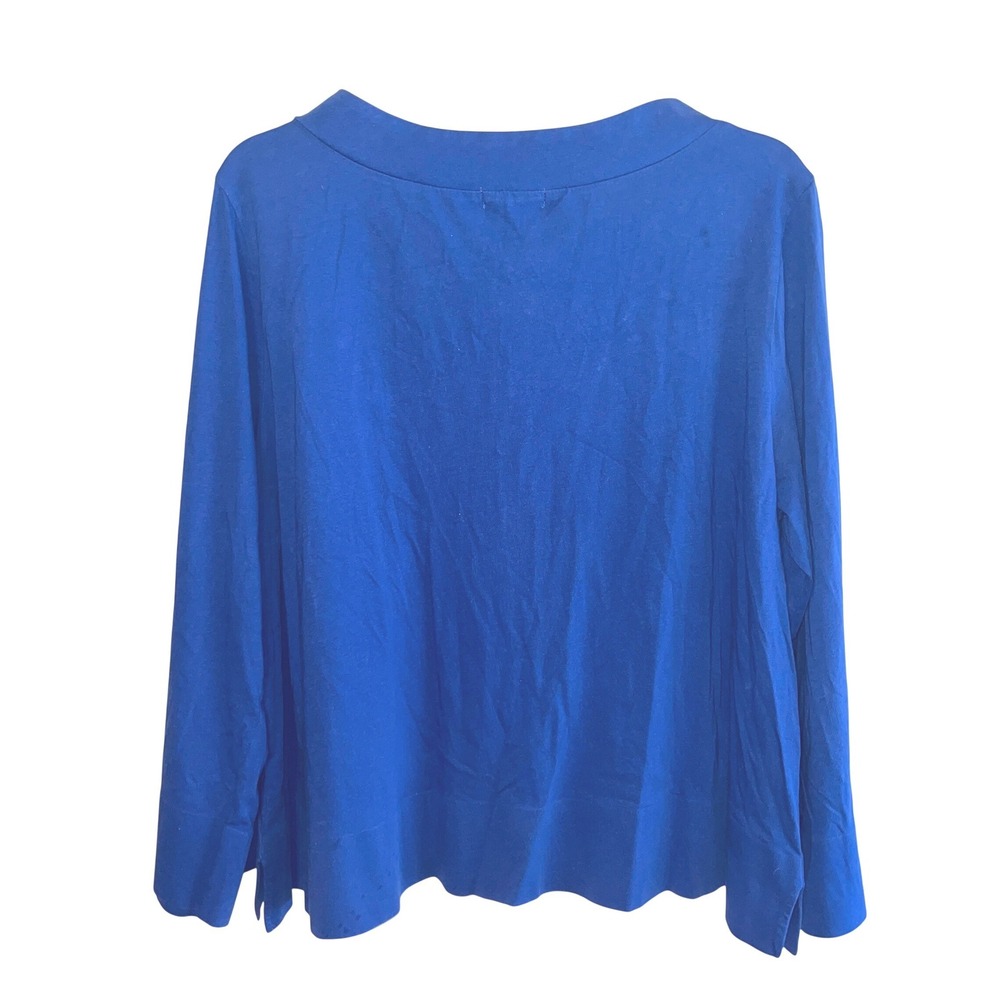 Habitat Royal Blue 100% Cotton Wide Mock Neck Long Sleeve Pocket Top Sz Lg 74021 - Picture 3 of 9